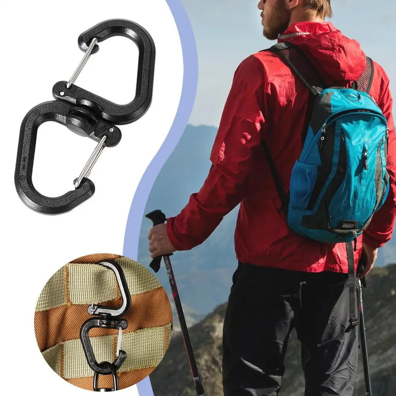Double Carabiner Keychain Keychain Locking Hooks Portable S Chain Hooks Multi-Use Backpack Keychain Carabiner With 360 Degree