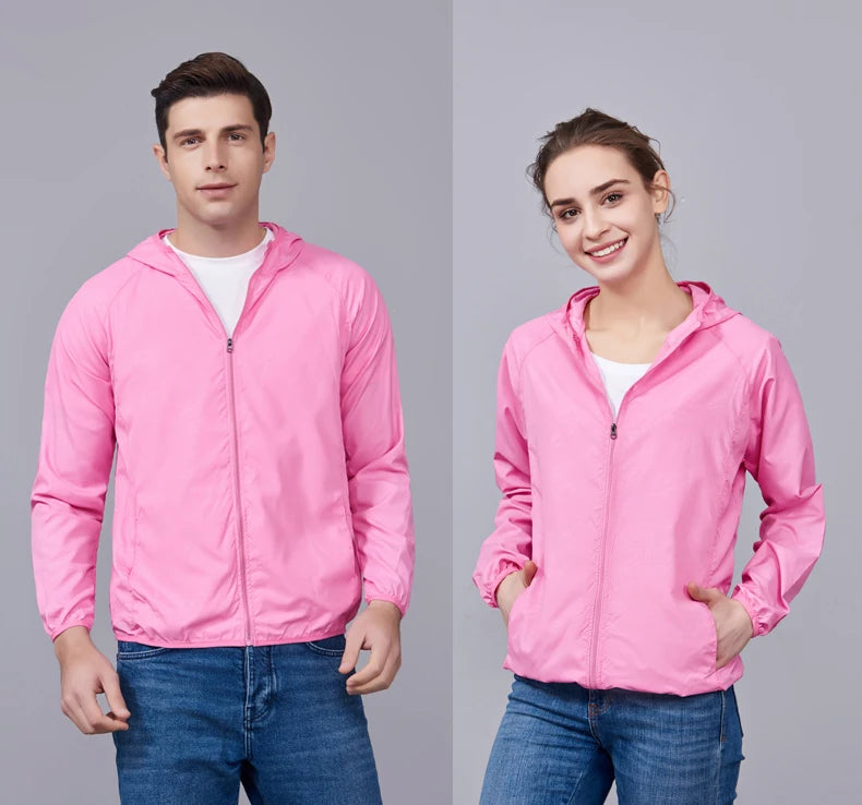 JNLN Unisex Hiking Jackets Waterproof Sun Protection Windbreaker Men Women Camping Climbing Outdoor Rain Coat Portable Clothes