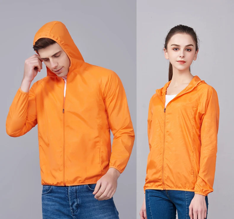 JNLN Unisex Hiking Jackets Waterproof Sun Protection Windbreaker Men Women Camping Climbing Outdoor Rain Coat Portable Clothes