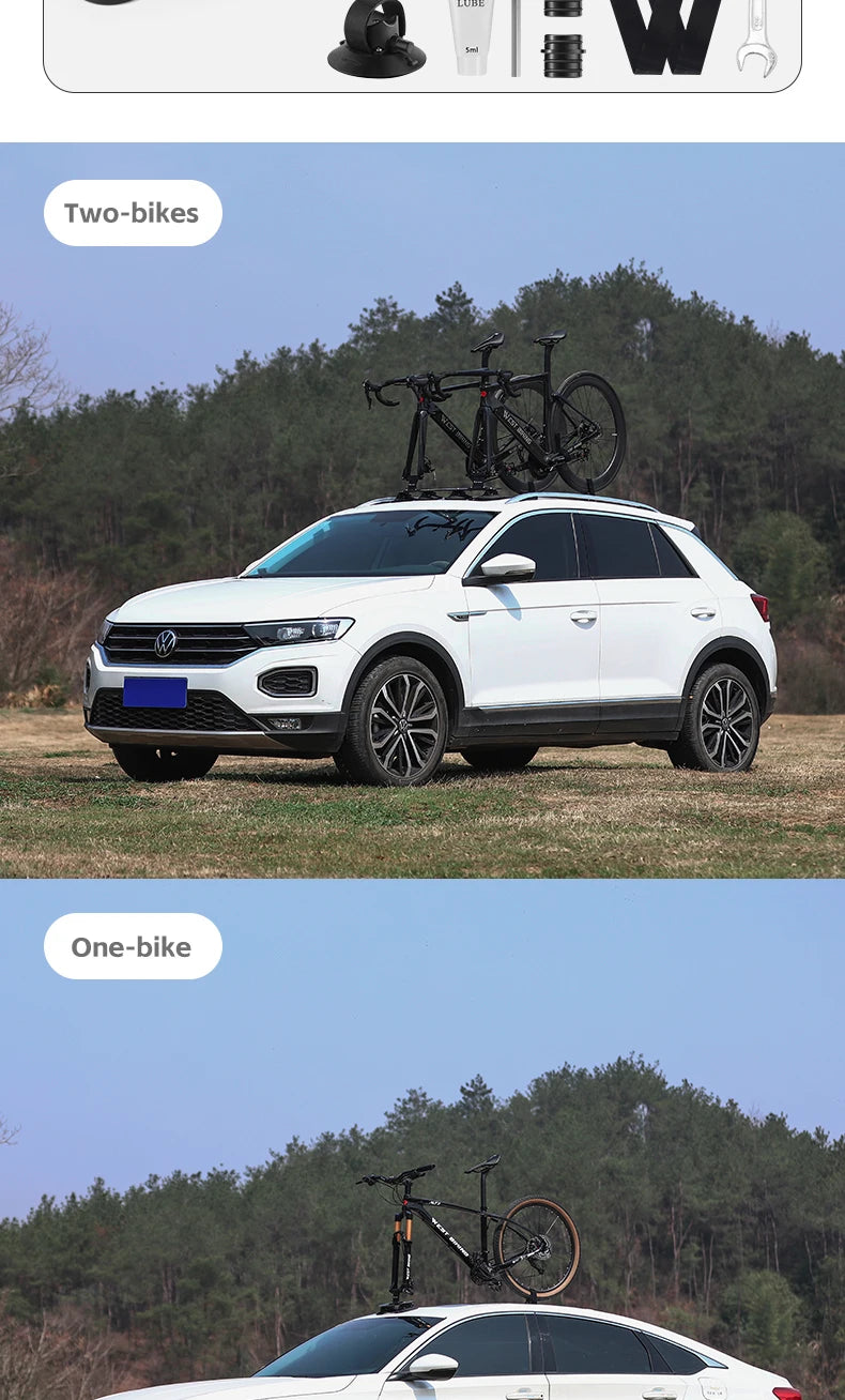 WEST BIKING Car Roof Vacuum Suction Cup Bicycle Racks Cycling Tour MTB Road Bike Quick Release Car Carrier Top Parking Racks