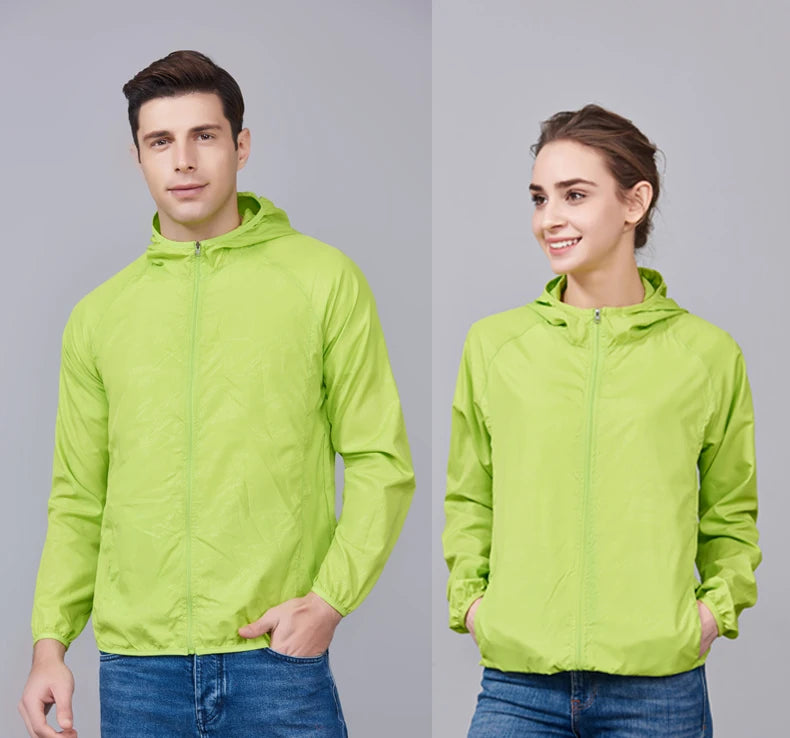 JNLN Unisex Hiking Jackets Waterproof Sun Protection Windbreaker Men Women Camping Climbing Outdoor Rain Coat Portable Clothes