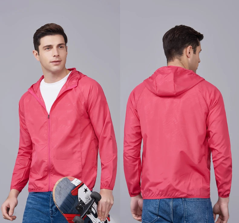 JNLN Unisex Hiking Jackets Waterproof Sun Protection Windbreaker Men Women Camping Climbing Outdoor Rain Coat Portable Clothes