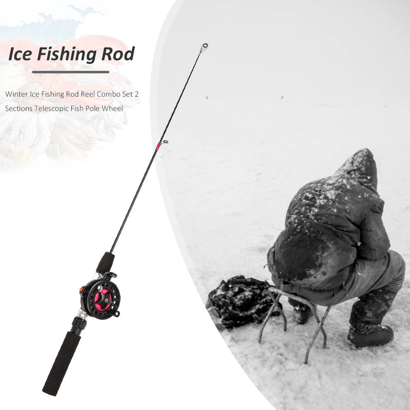 Winter Ice Fishing Rods Reel for Angler Outdoor Telescopic 2 Sections Fish Pole Carbon Fiber River Shrimp Carp Ice Fishing Pole
