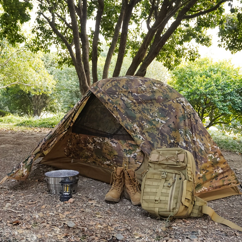 [Durable Outdoor Tent] Portable Outdoor Tent | Durable Build, Single Person, Camouflage Pattern, Breathable 210T Fabric, Includes Storage Bag & Ground Stakes - Perfect for Camping, Hiking, Hunting & Fishing, Camping Accessori