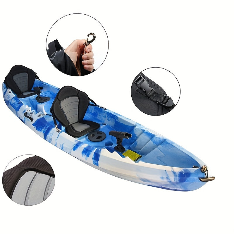 2 Pack of Kayak Seat Deluxe Padded Canoe Backrest Seat Sit On Top Cushioned Back Support SUP Paddle Board Seats with Detachable Storage Bag 4 Adjustable Straps for Kayaking Canoeing Rafting Fishing