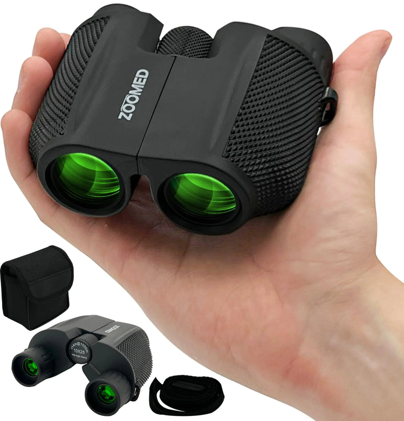 Original Zoomed 10X25 Binoculars for Adults and Kids Compact Binoculars for Bird Watching Theater and Concerts Hunting Sports Games Hiking Essentials Great Gift and Outdoor Gear.