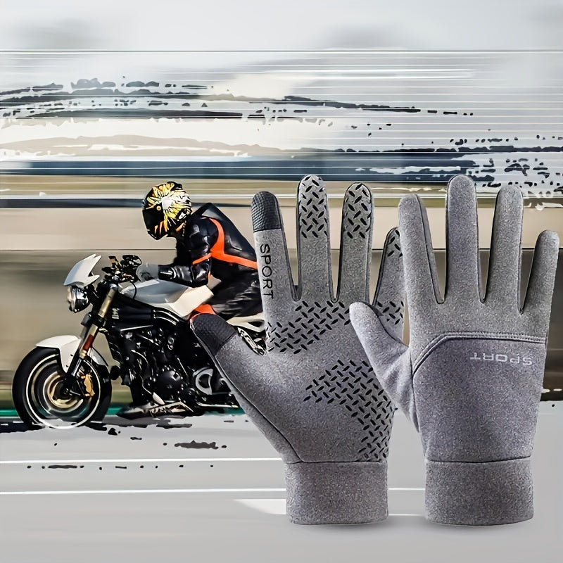 Autumn and Winter Outdoor Plus Velvet Cold Safeguard Gloves, Sports Riding Ski Touch Screen Gloves, Men&