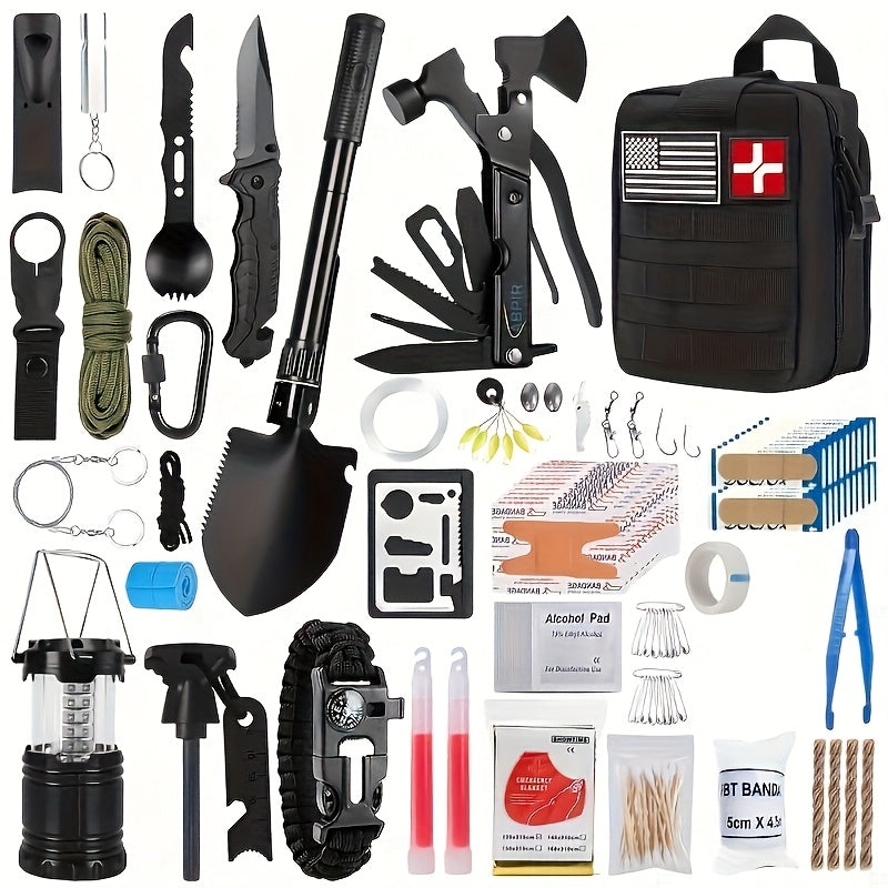 Survival, 37/142/170pcs Professional Survival Gear And Equipment With Molle Pouch.Outdoor Shovel. Outdoor Multifunctional Tool.for Men Dad Husband Who Likes Camping Outdoor Adventure
