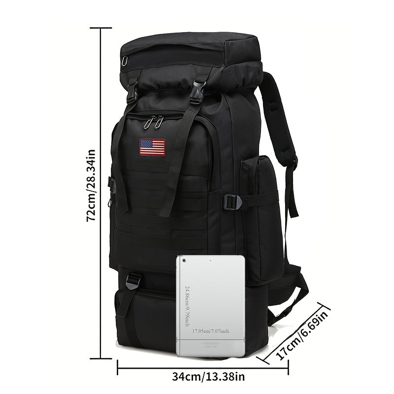 80L Tactical Backpack - Waterproof, Durable Oxford Fabric Daypack for Hiking, Hunting & Camping - Green Camo - For Outdoor Enthusiasts - Ideal for Hiking, Camping & Travel