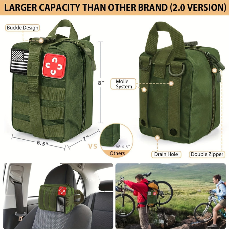 252pcs Survival Gear Kit - All-in-One Emergency Supply Set With MOLLE-Compatible Bag And Emergency Tent - Essential For Earthquakes, Hiking, Hunting, And Outdoor Adventures - Great Gift For Him And Her