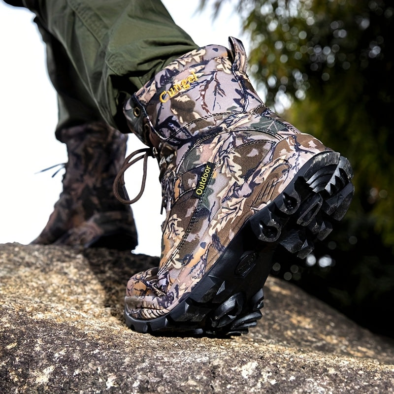 [Slip-Resistant Camo Boots] High-Top Camo Hiking & Hunting Boots | Slip-Resistant, Breathable, Durable Nylon Upper & Rubber Sole | Men&