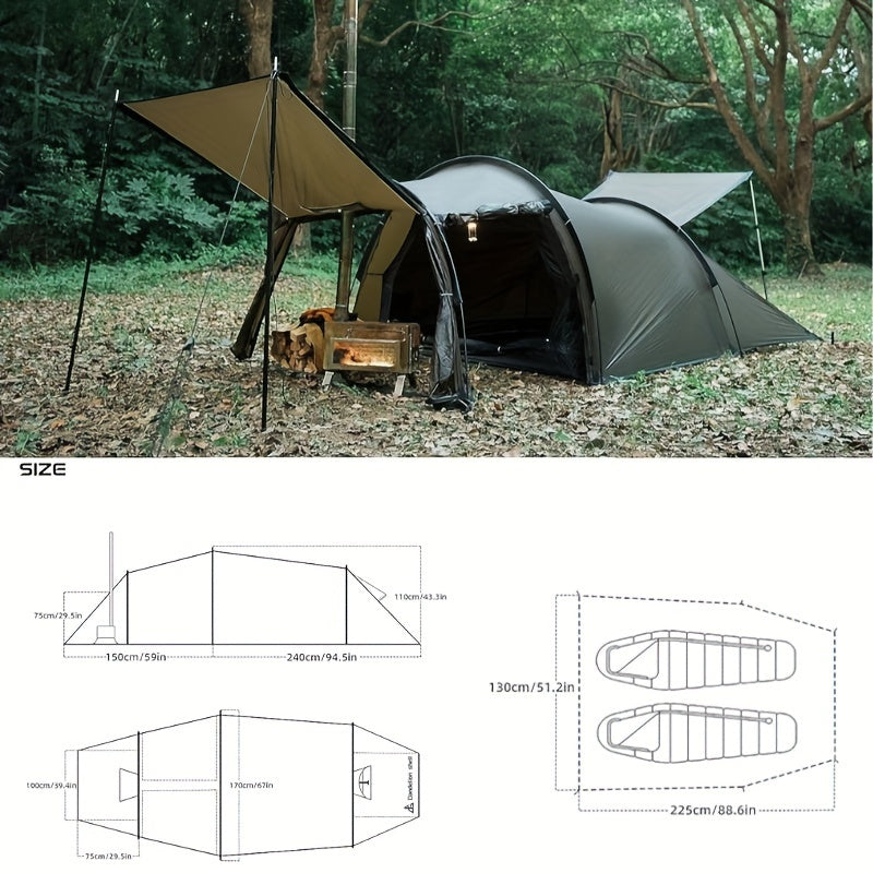 Hot Tent with Stove Jack Camping Tent Winter Tent 4 Season Tent 1-2 Person Backpacking for Camping Hiking Hunting Fishing Waterproof Windproof Lightweight 153 x 67 x 43 (inches)