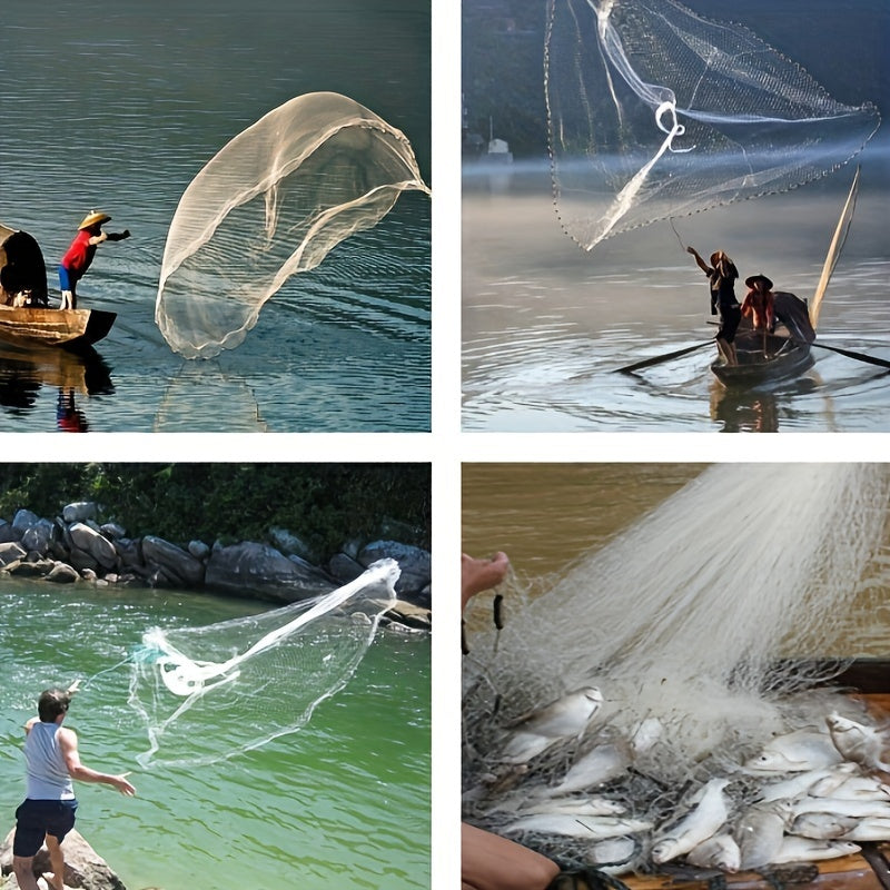 1 Set, 4ft Fishing Casting Net with Sinker Weights - Ideal for Saltwater Fishing Trap and Bait Cage, Perfect for Catching Shrimp and Crabs, Durable Nylon Blend, Handmade American Fishing Nets, Outdoor Gear