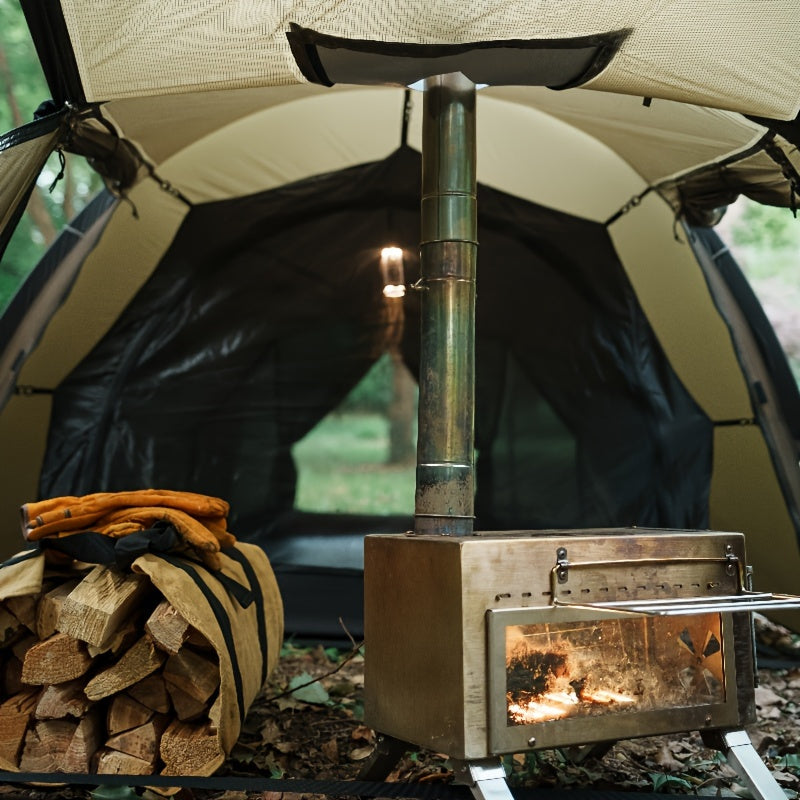 Hot Tent with Stove Jack Camping Tent Winter Tent 4 Season Tent 1-2 Person Backpacking for Camping Hiking Hunting Fishing Waterproof Windproof Lightweight 153 x 67 x 43 (inches)