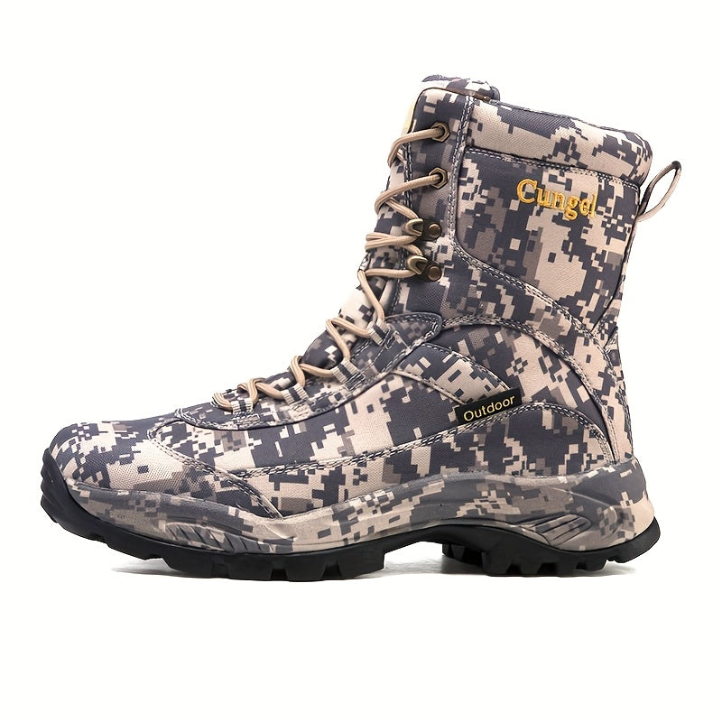 [Slip-Resistant Camo Boots] High-Top Camo Hiking & Hunting Boots | Slip-Resistant, Breathable, Durable Nylon Upper & Rubber Sole | Men&