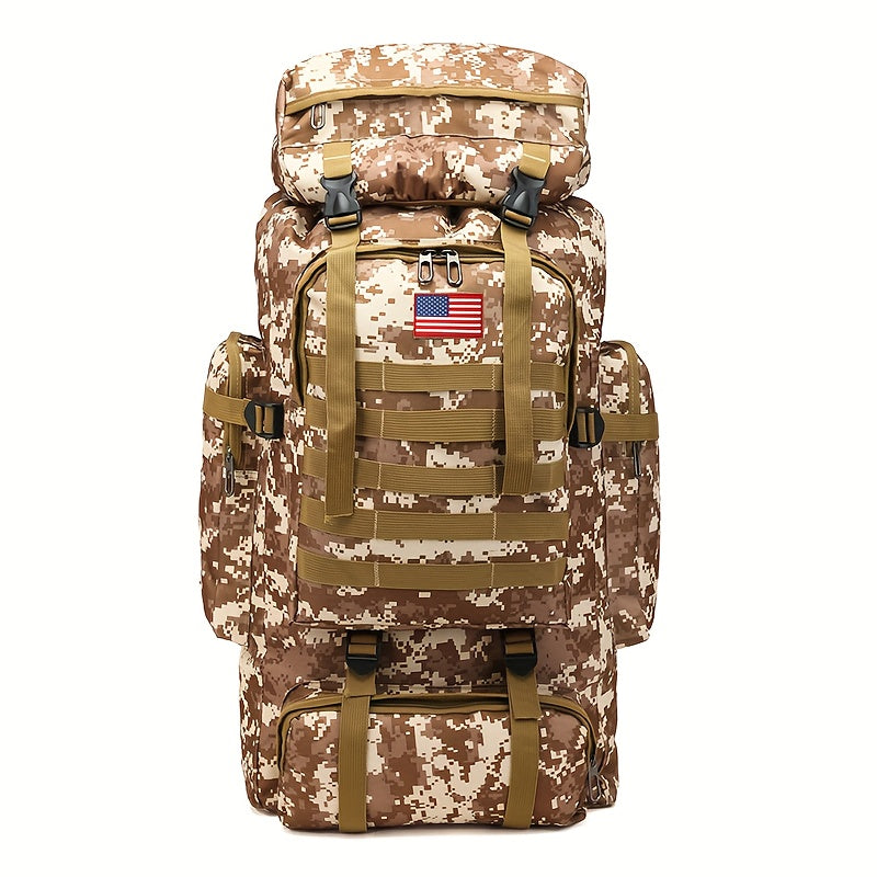 80L Tactical Backpack - Waterproof, Durable Oxford Fabric Daypack for Hiking, Hunting & Camping - Green Camo - For Outdoor Enthusiasts - Ideal for Hiking, Camping & Travel