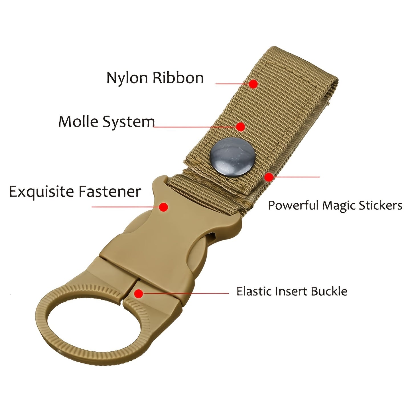 Water Bottle Clips, Portable Water Bottle Ring Holder Hanging Buckle Clip Nylon Webbing Strap for Outdoor Camping Hiking Mountaineering