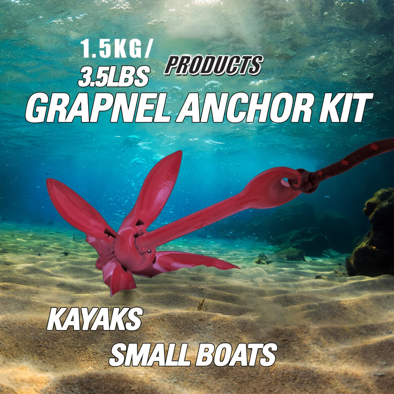 A Set of Outdoor Kayak Anchors, 3.5-Pound Anchor System, Suitable for Kayaking, Canoeing, Fishing, Boating, And Kayak Accessories.