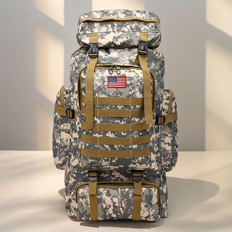 80L Tactical Backpack - Waterproof, Durable Oxford Fabric Daypack for Hiking, Hunting & Camping - Green Camo - For Outdoor Enthusiasts - Ideal for Hiking, Camping & Travel