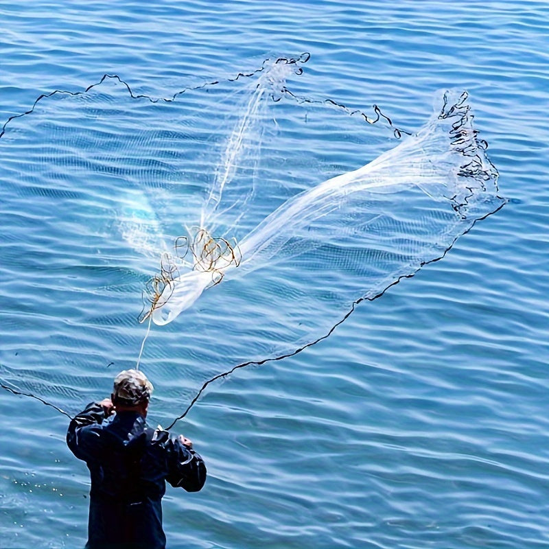 1 Set, 4ft Fishing Casting Net with Sinker Weights - Ideal for Saltwater Fishing Trap and Bait Cage, Perfect for Catching Shrimp and Crabs, Durable Nylon Blend, Handmade American Fishing Nets, Outdoor Gear