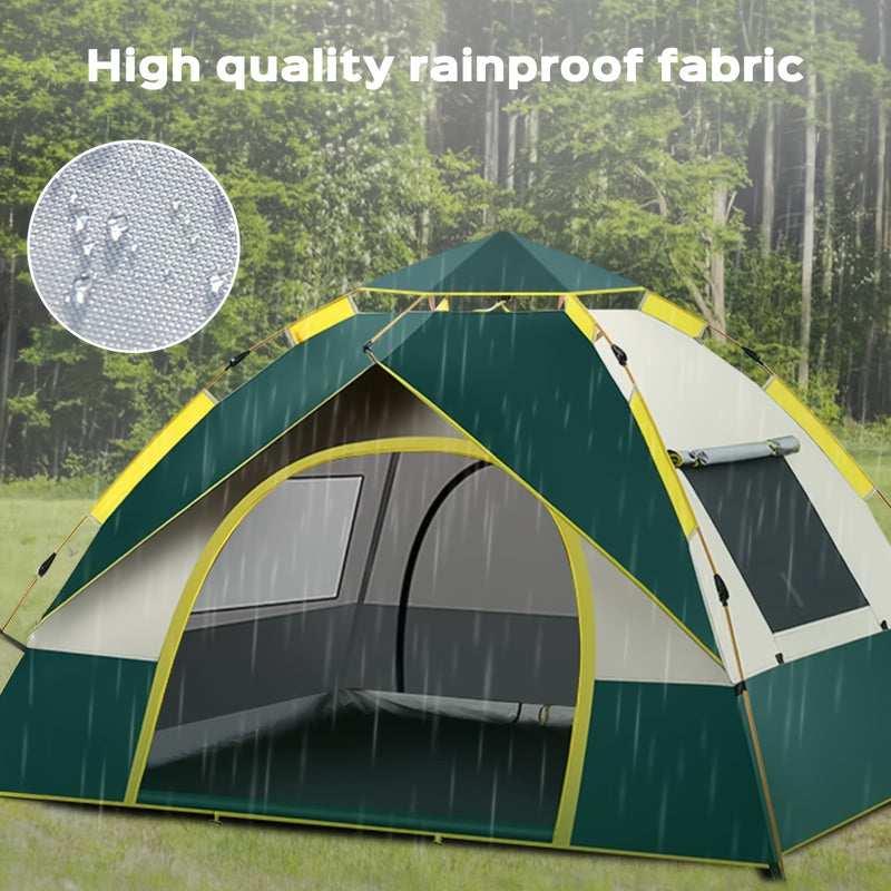[Automatic Camping Tent] LOVEWE 2-3/3-4 Person Automatic Instant Setup Camping Tent | All-Season Waterproof Windproof Lightweight Green/Yellow Tent with Dual Doors & Mesh Windows for Camping, Hiking, Hunting, Travel, Outdoor